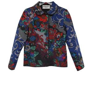 Vtg Quilted Jacket Womens Sz M Multicolor‎ Floral Print Coat CHRISTIAN RUPERTO